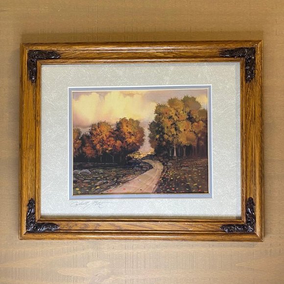 Wood Framed Robert L. Foster Art Print of A Country Road And Fall Color - Picture 1 of 11